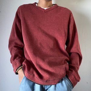 Brick Red Textured Sweater.